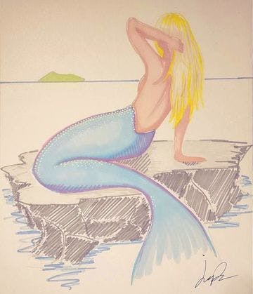 Ink Drawing 2 Mermaid by Joinemm Dceosqm Pre